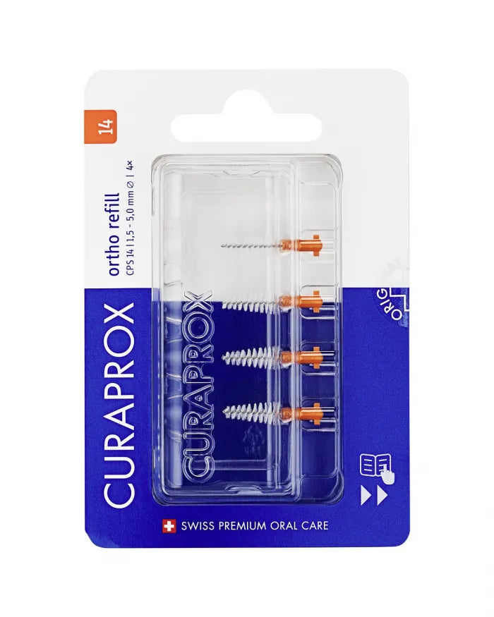 Curaprox CPS 14 Ortho Nachfüllpack – Interdentalbürsten für Zahnspangen 4 Stück