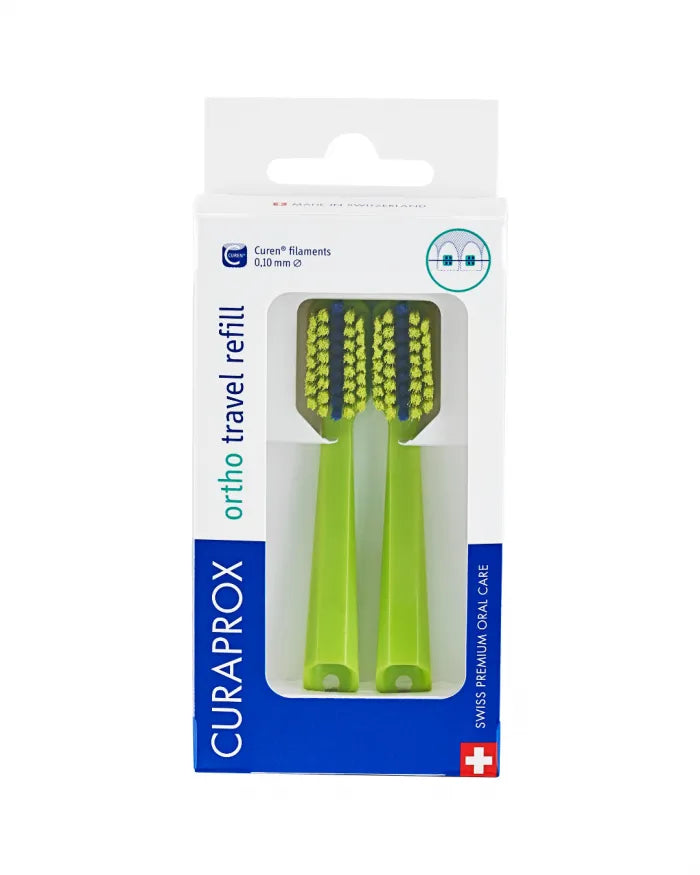 Curaprox Ortho Travel Refill CS 5460 – 2 Ersatz-Bürstenköpfe - Grün