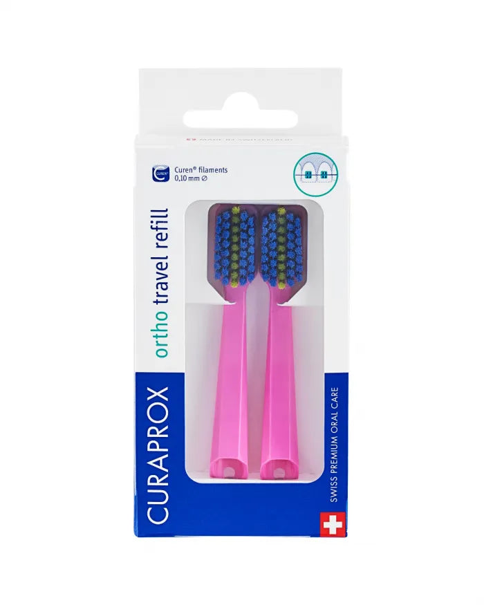 Curaprox Ortho Travel Refill CS 5460 – 2 Ersatz-Bürstenköpfe - Rosa